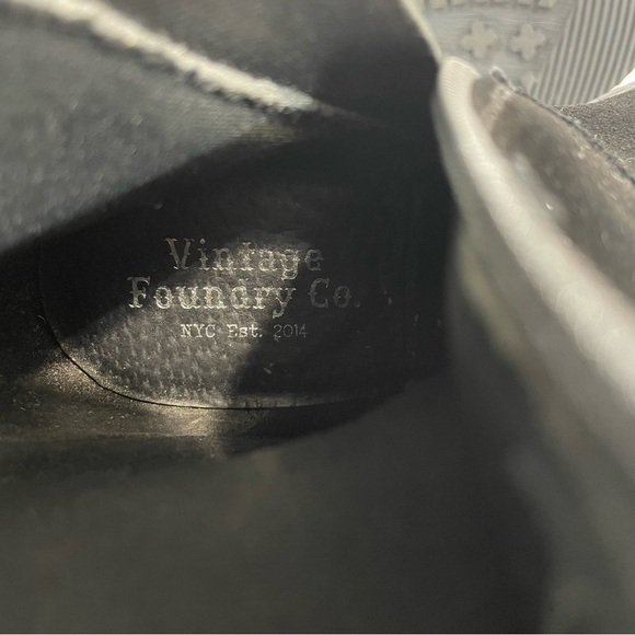 Vintage Foundry Charmine Black Suede Buckle Moto Goth Leather Ankle Boots Size 7 - Picture 11 of 12